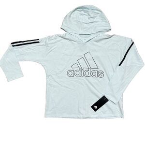 *GRP* Adidas Girls L ( 14 )  Mint Green Loose Fit Hoodie Tee Shirt NWT